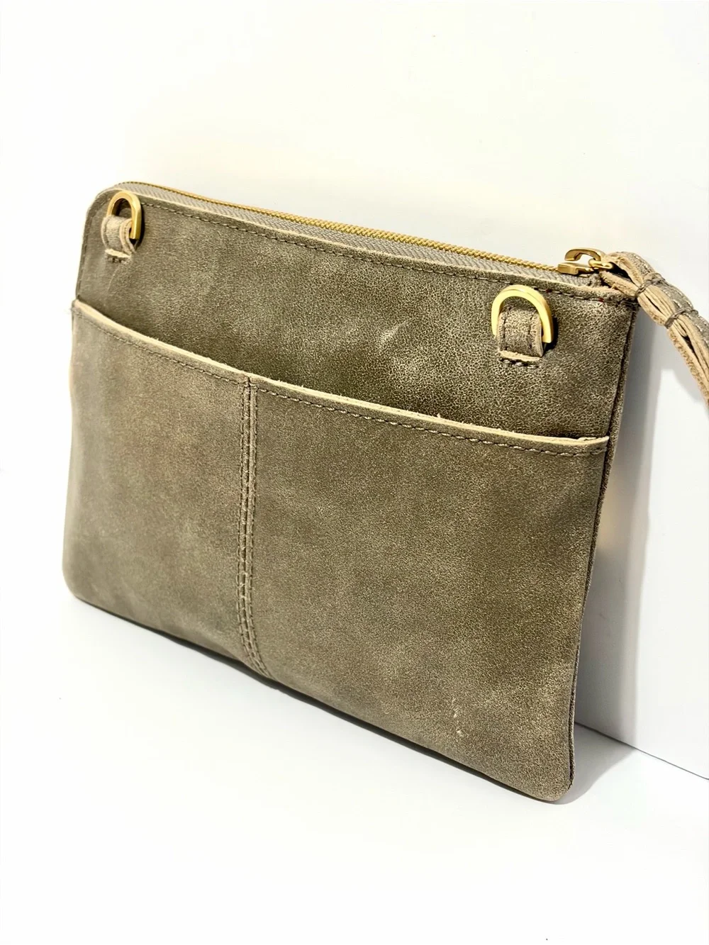 Hammitt Nash Small Crossbody Wristlet/Crossbody In Pewter/Brushed Gold/Red Zip